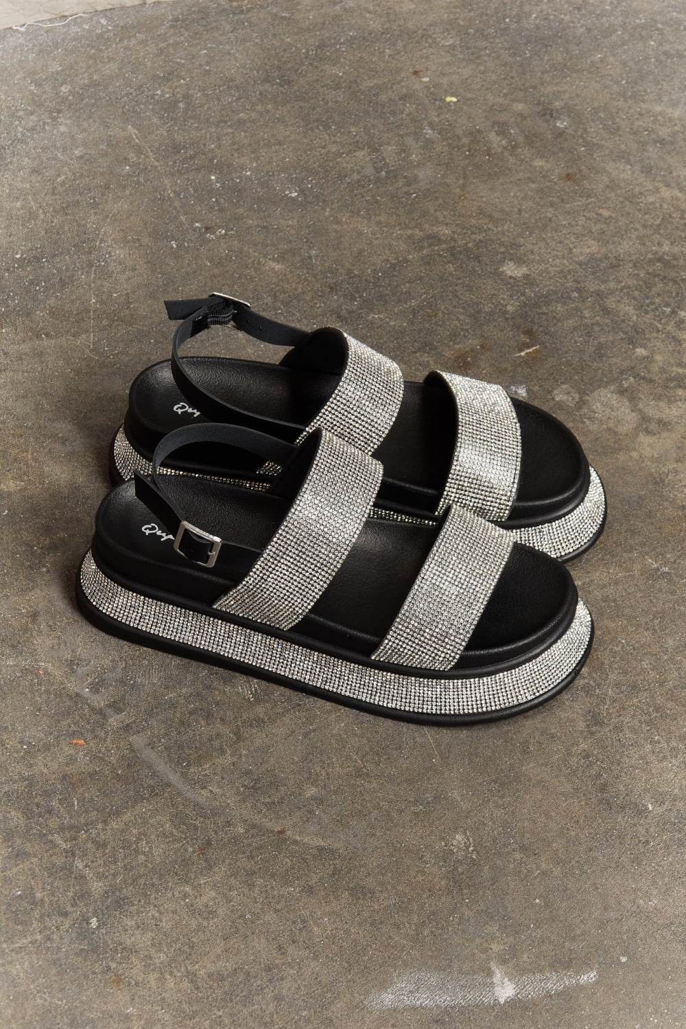 Qupid Shine On Platform Rhinestone Slingback Sandal - DaTrendStore.Com