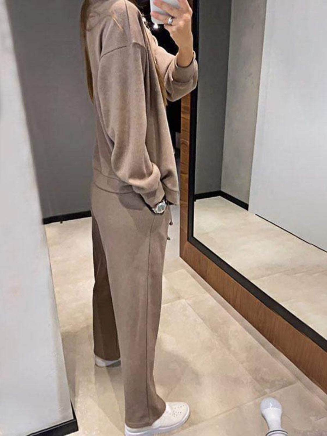 Full Size Button Up Long Sleeve Top and Pants Set - DaTrendStore.Com