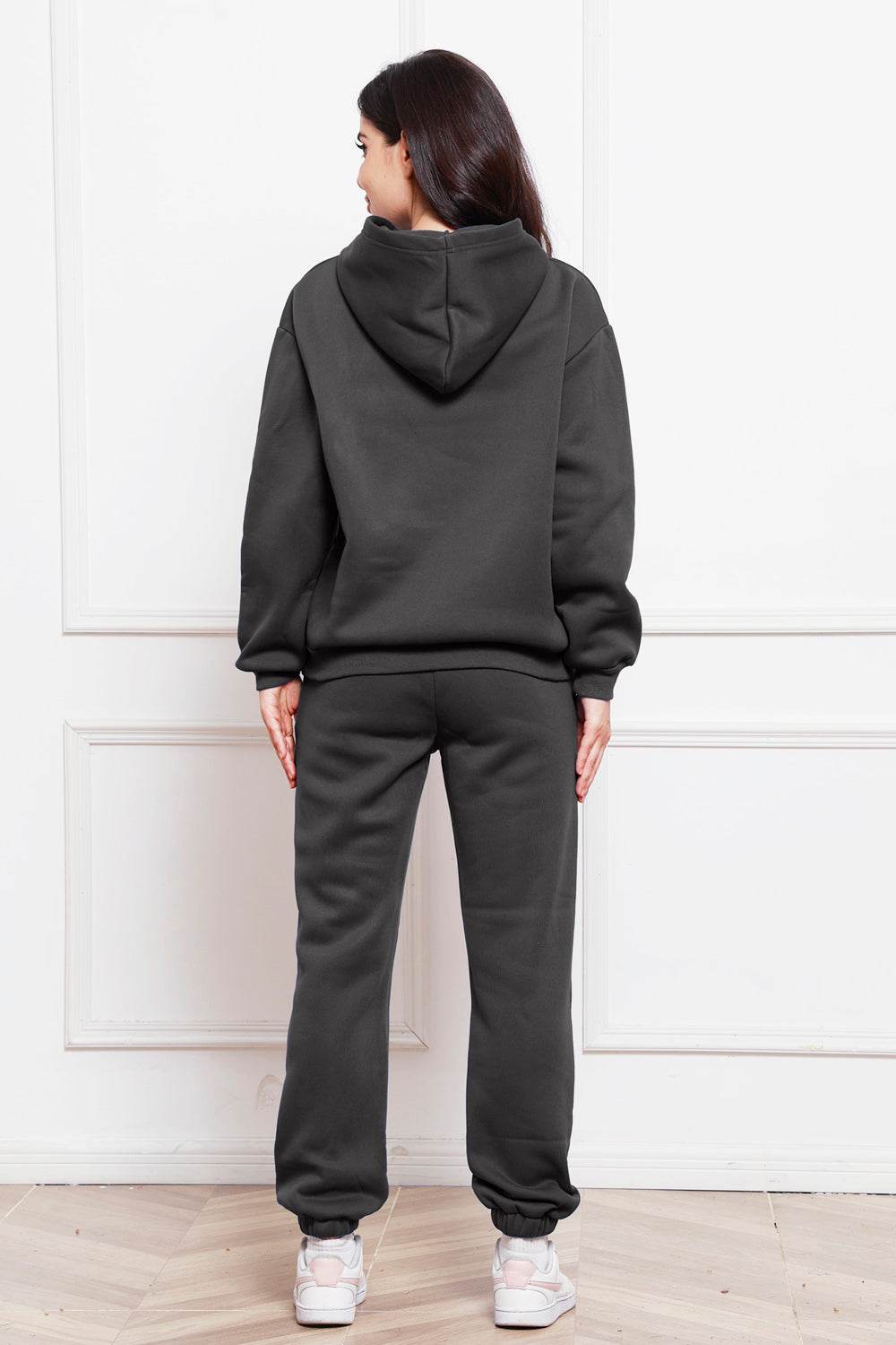 Drop Shoulder Long Sleeve Hoodie and Pants Set - DaTrendStore.Com