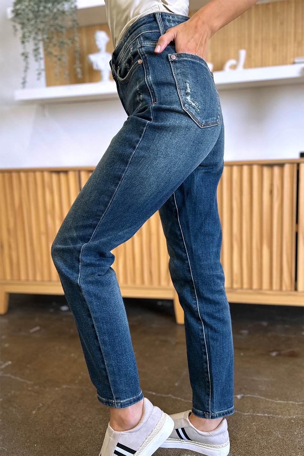 Judy Blue Full Size Tummy Control High Waist Slim Jeans - DaTrendStore.Com