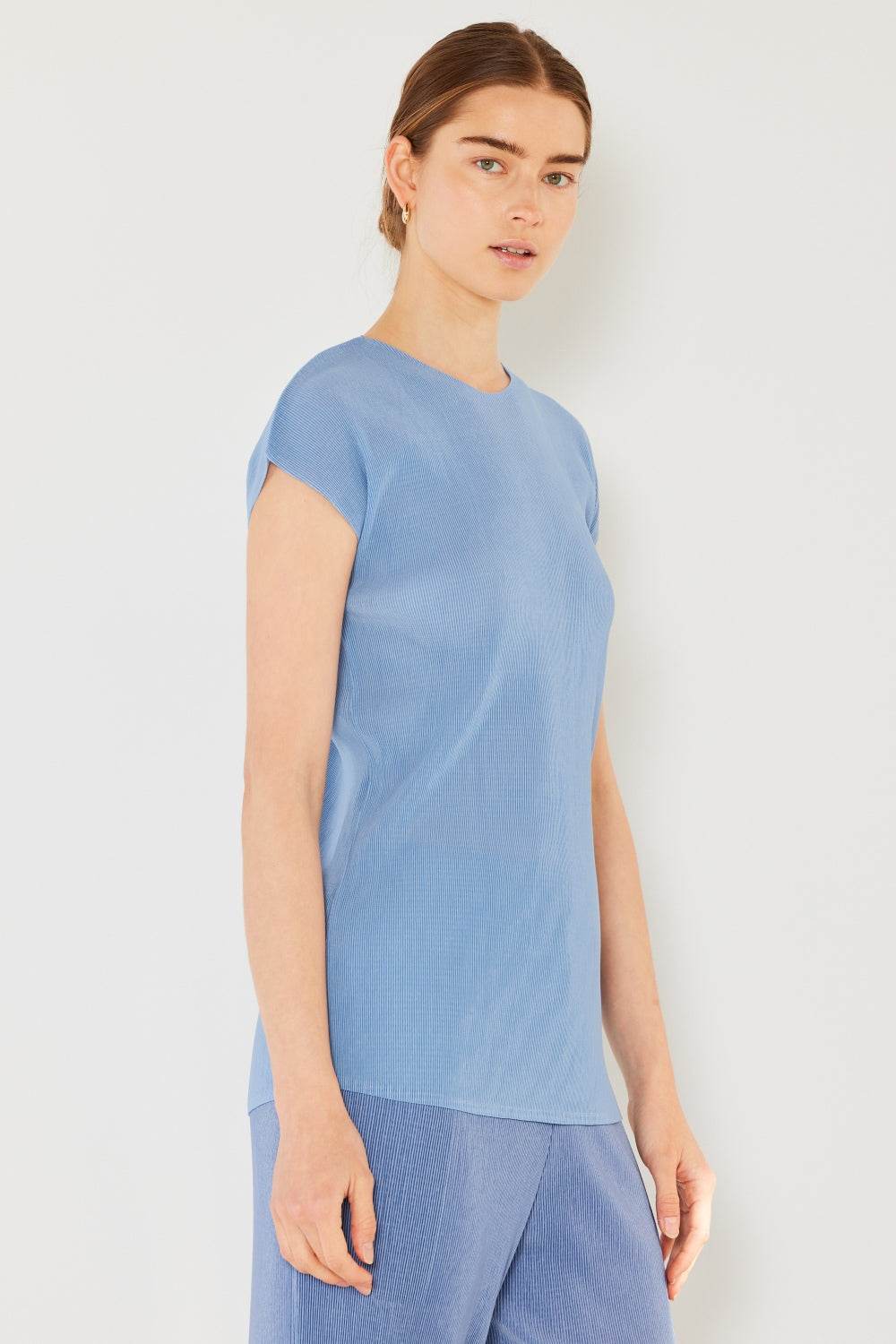 Marina West Swim Rib Pleated Cap Sleeve Top - DaTrendStore.Com