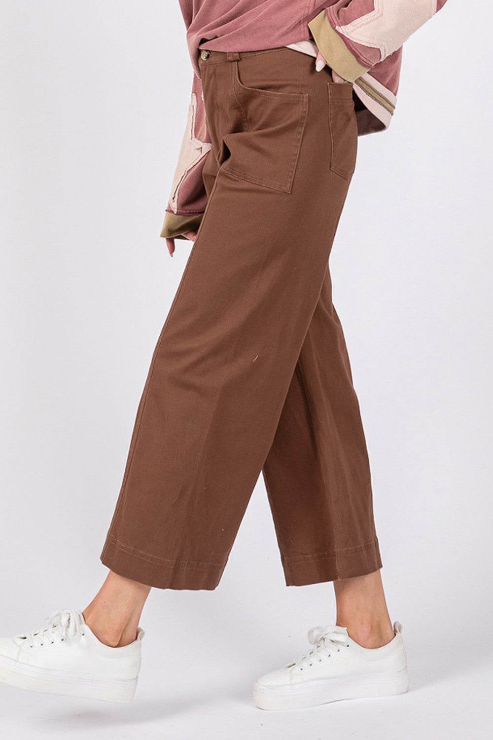 SAGE + FIG Wide Leg Cropped Pants - DaTrendStore.Com