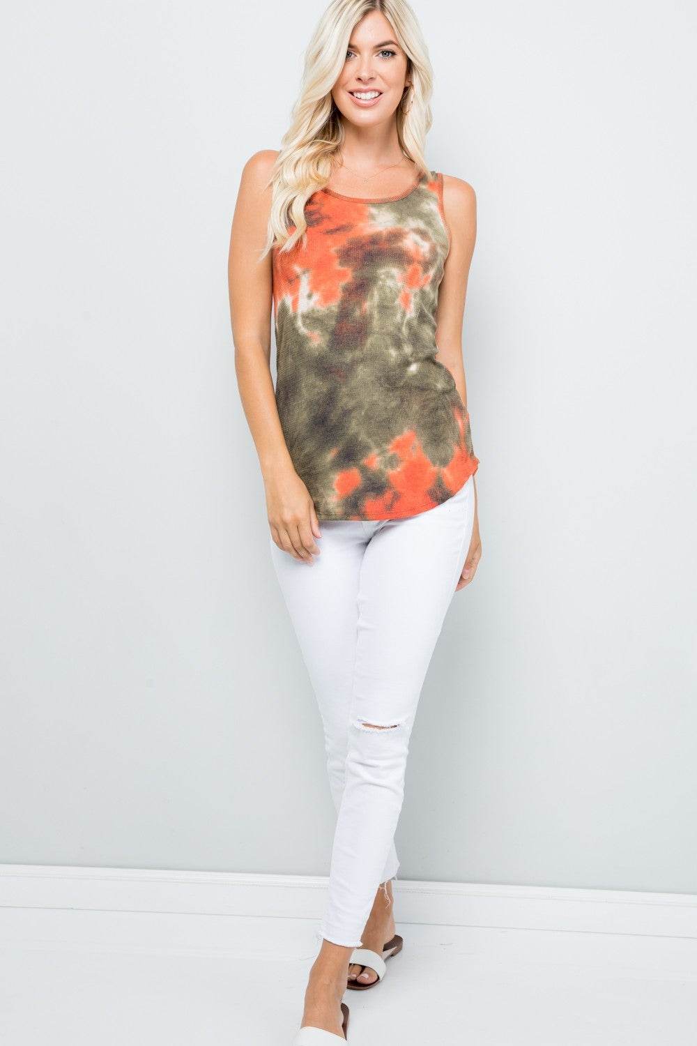 Celeste Full Size Backside Bow Tie Tie Dye Tank - DaTrendStore.Com
