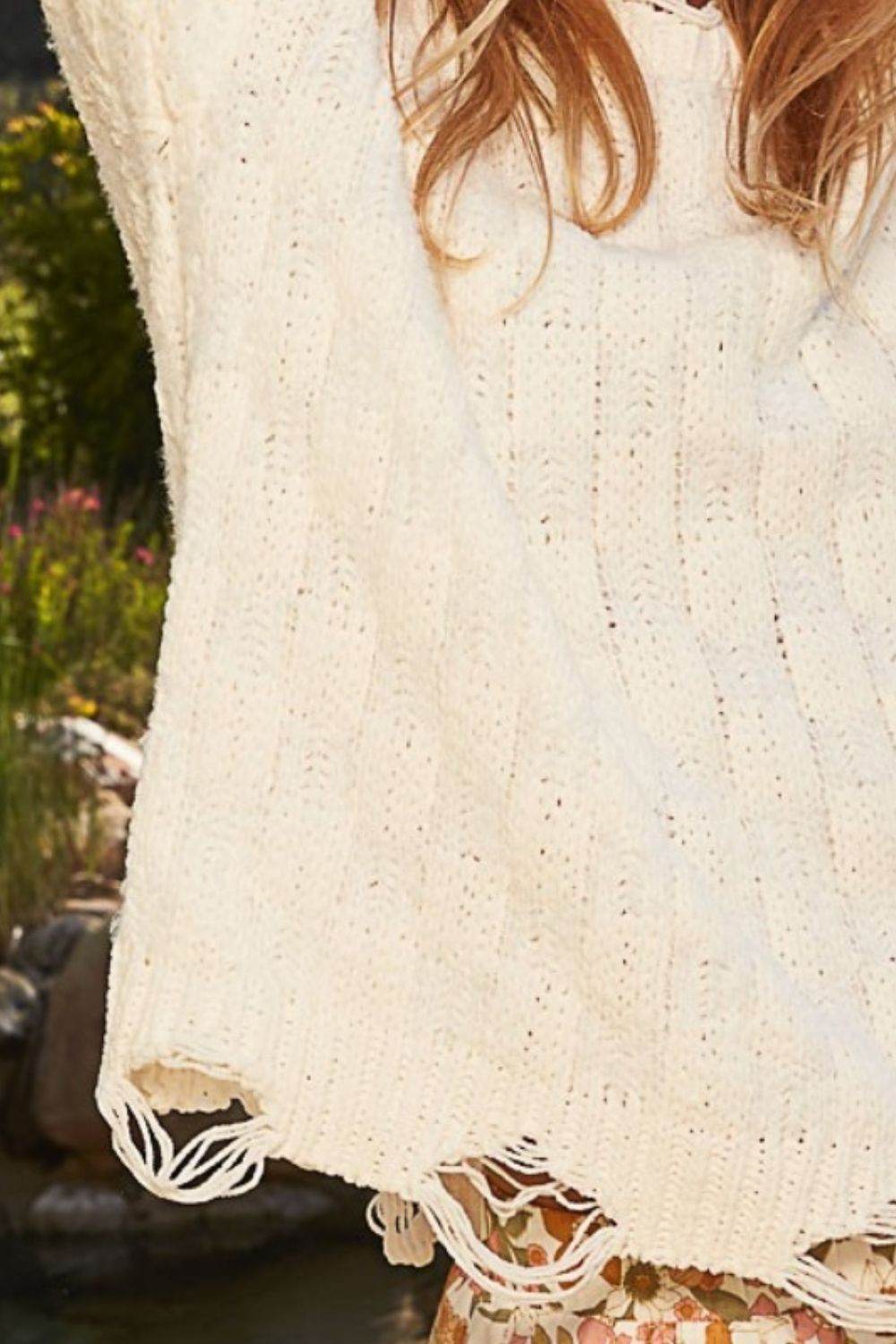 POL Checkered Distressed Edge Sweater - DaTrendStore.Com