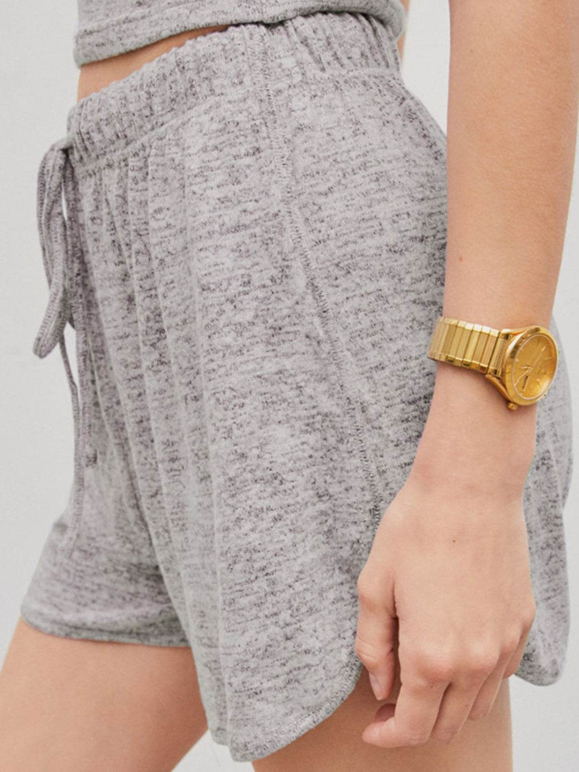 Quarter Button Sleeveless Top and Drawstring Shorts Lounge Set - DaTrendStore.Com