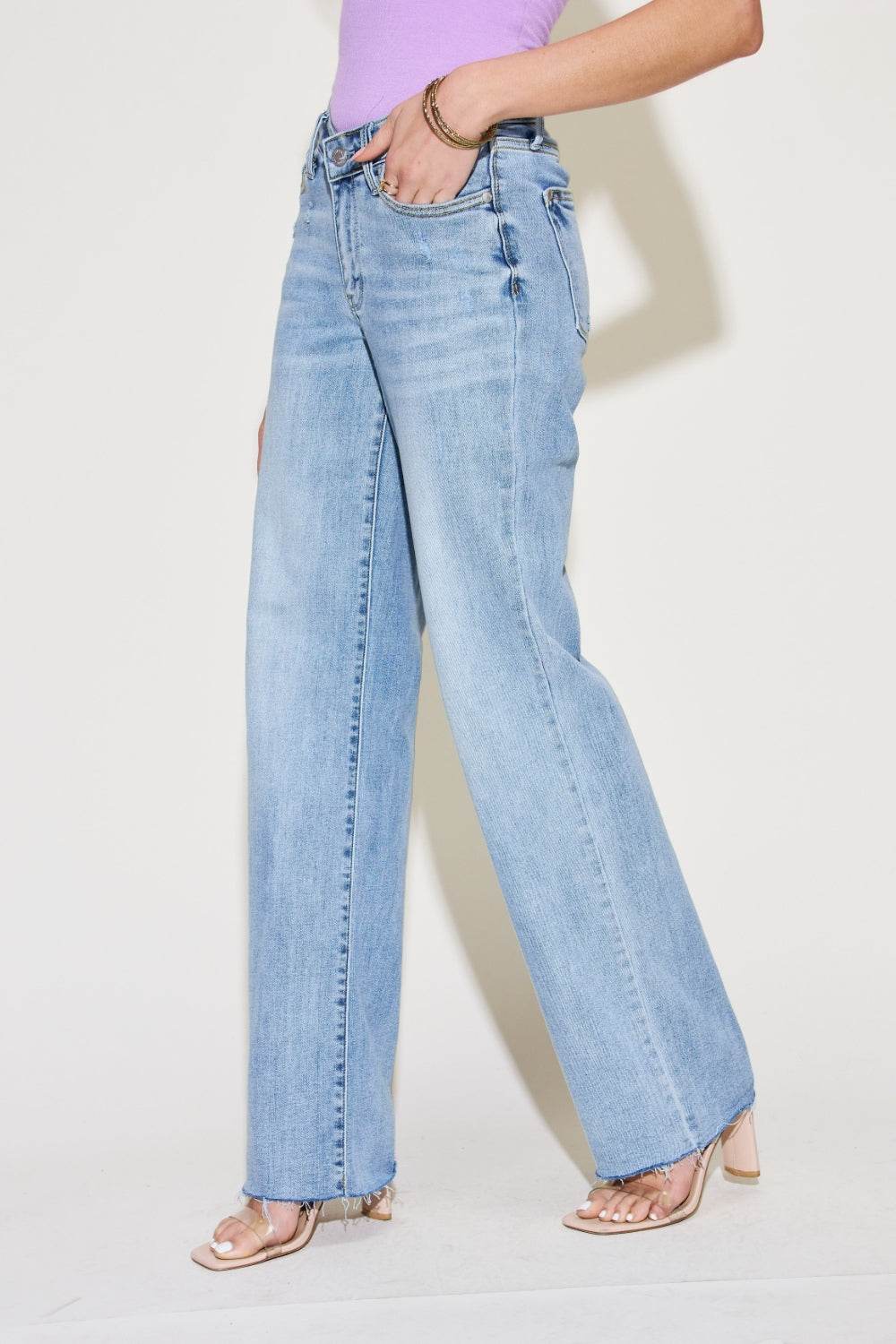 Judy Blue Full Size V Front Waistband Straight Jeans - DaTrendStore.Com