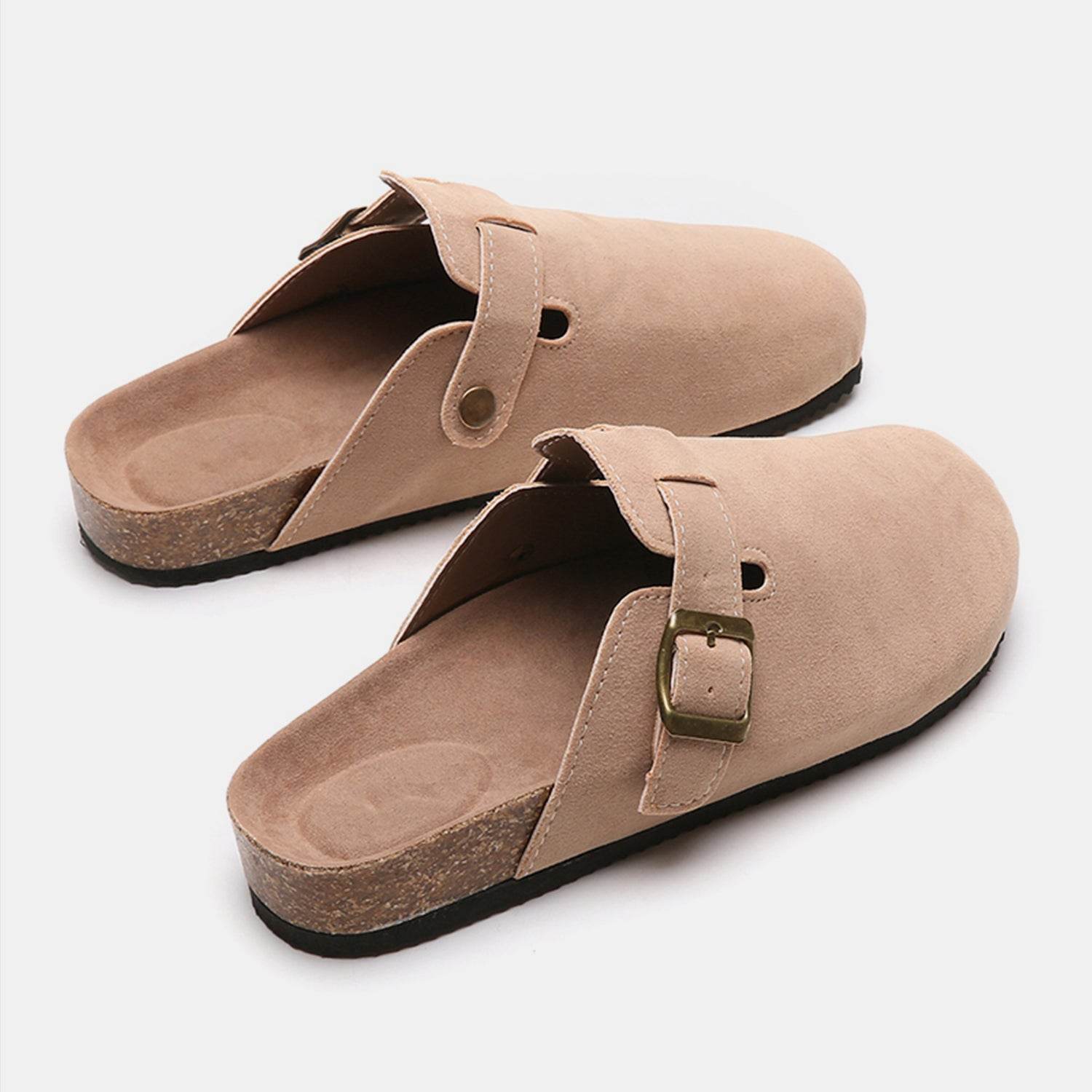 Suede Closed Toe Buckle Slide - DaTrendStore.Com
