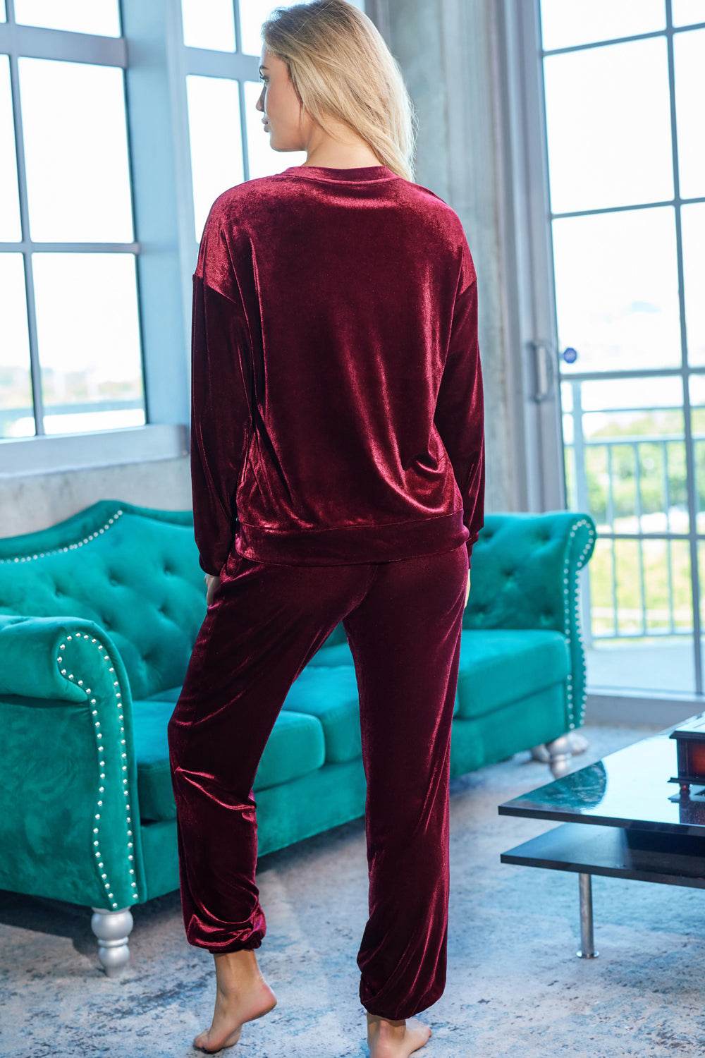 Long Sleeve Top and Pants Lounge Set - DaTrendStore.Com