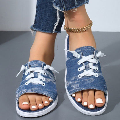 Open Toe Lace Up Sandals