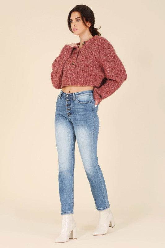 Melange multicolor sweater top - DaTrendStore.Com