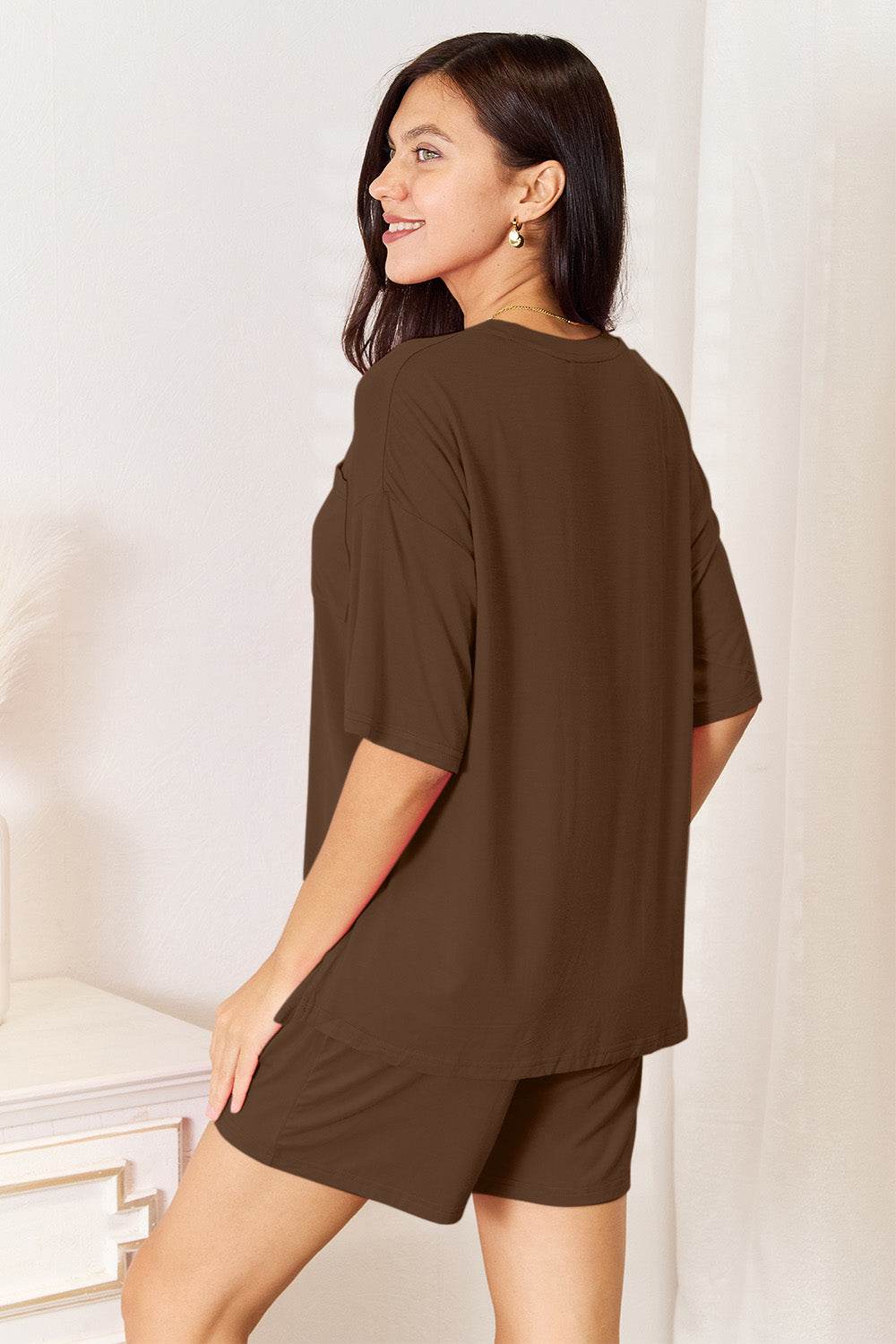 Basic Bae Full Size Soft Rayon Half Sleeve Top and Shorts Set - DaTrendStore.Com