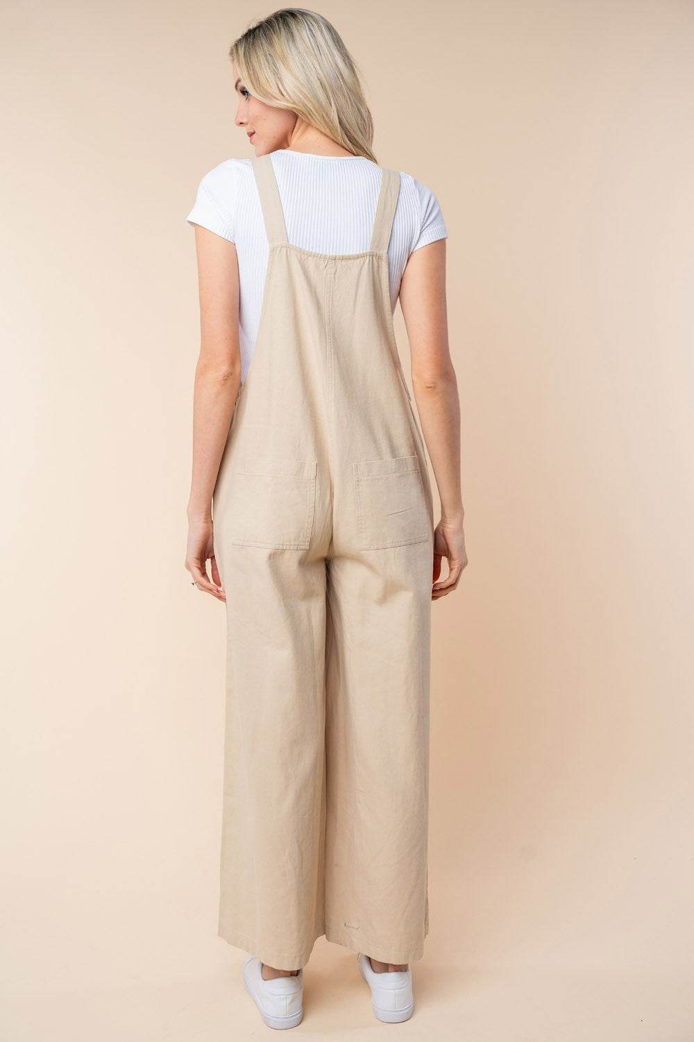 White Birch Sleeveless Wide Leg Jumpsuit - DaTrendStore.Com