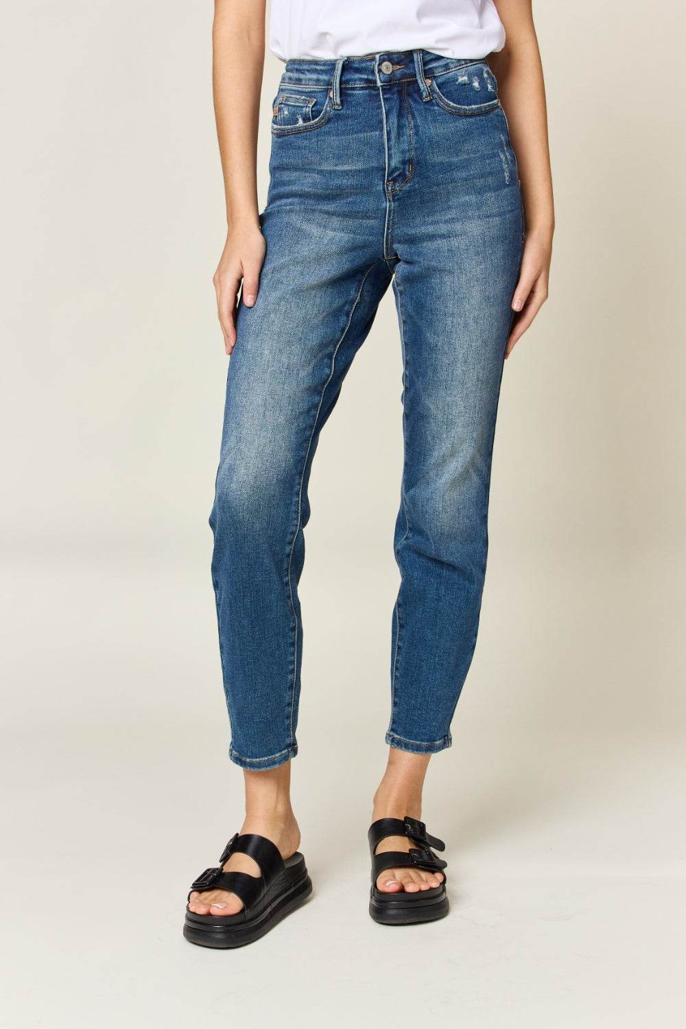 Judy Blue Full Size Tummy Control High Waist Slim Jeans - DaTrendStore.Com