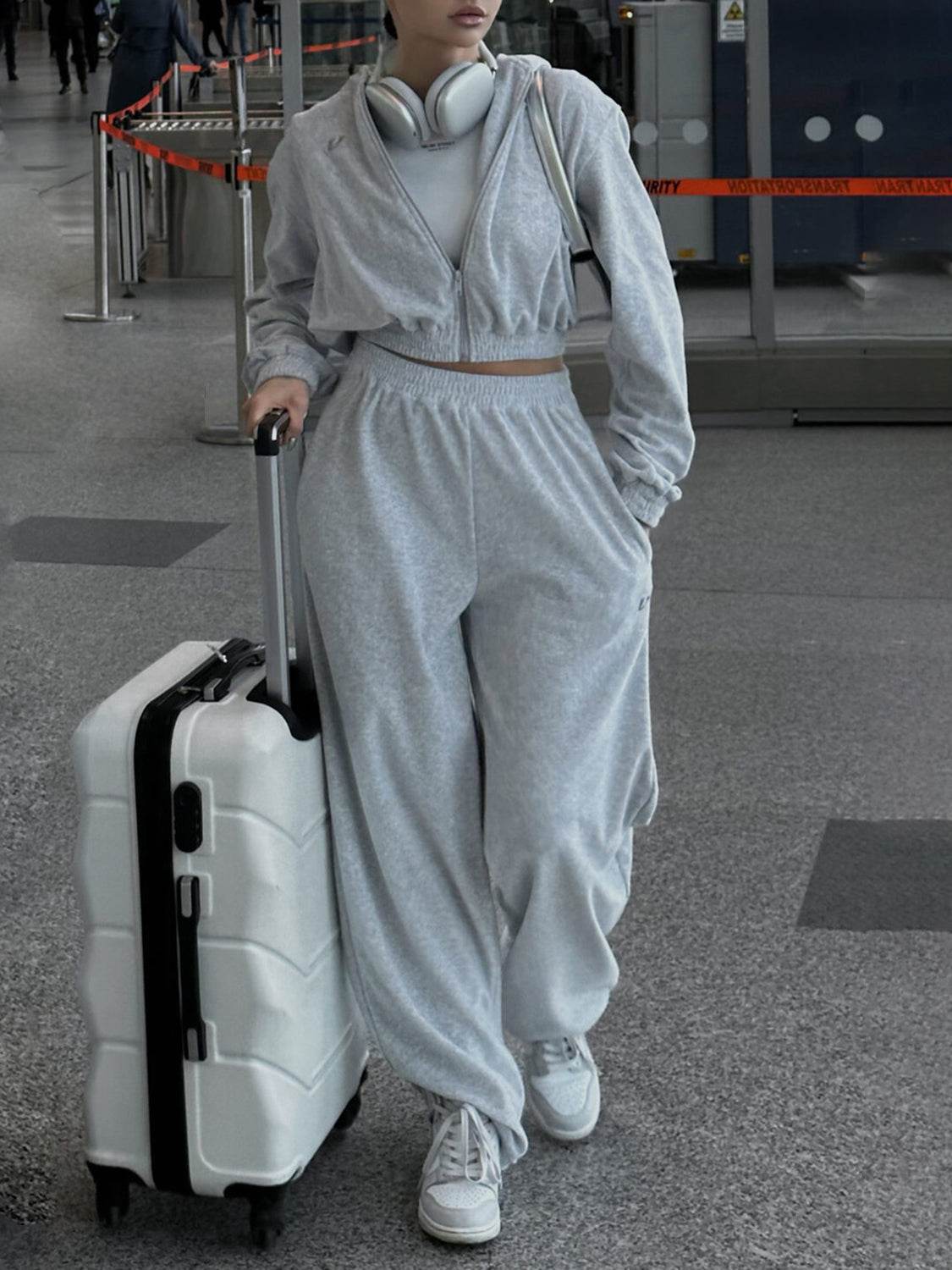 Zip Up Hoodie and Pocketed Pants Set - DaTrendStore.Com