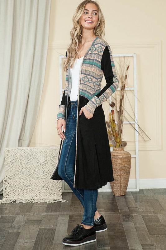 Mixed Media Maxi Cardigan - DaTrendStore.Com
