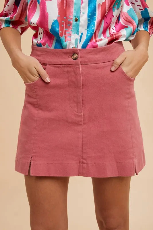Annie Wear Rose Cotton Slit Mini Skirt