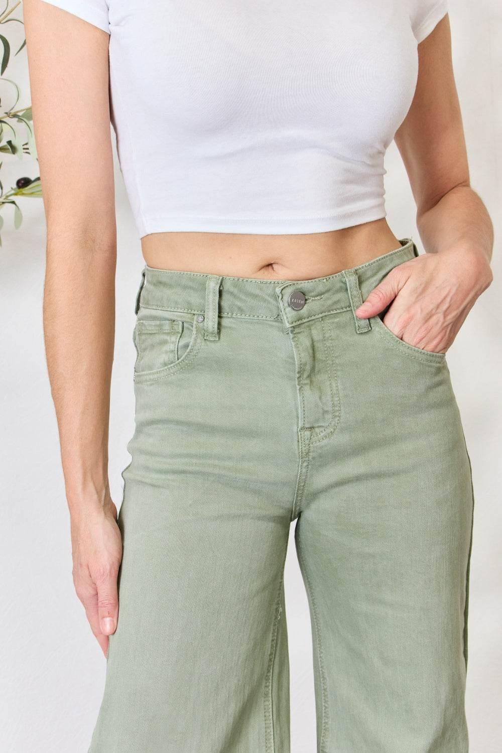 RISEN Full Size Raw Hem Wide-Leg Jeans - DaTrendStore.Com