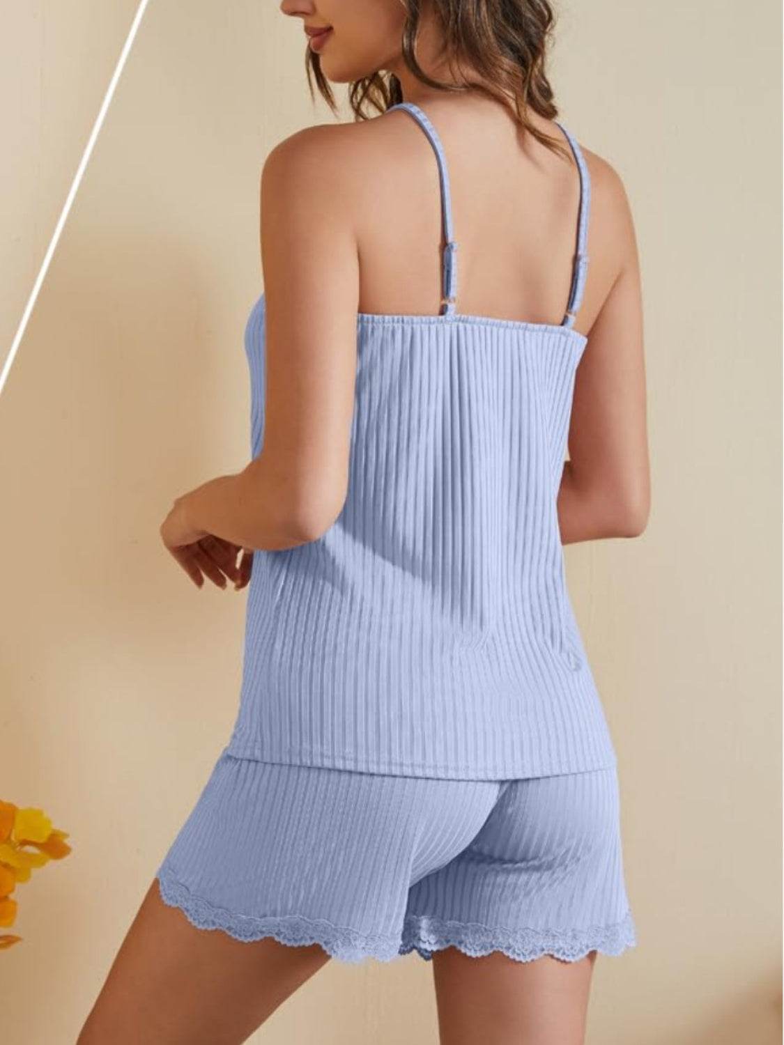 Ribbed Scoop Neck Top and Shorts Lounge Set - DaTrendStore.Com