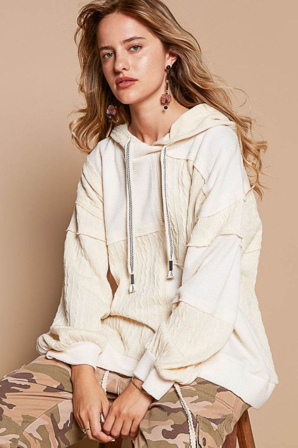 POL Exposed Seam Hooded Knit Top - DaTrendStore.Com