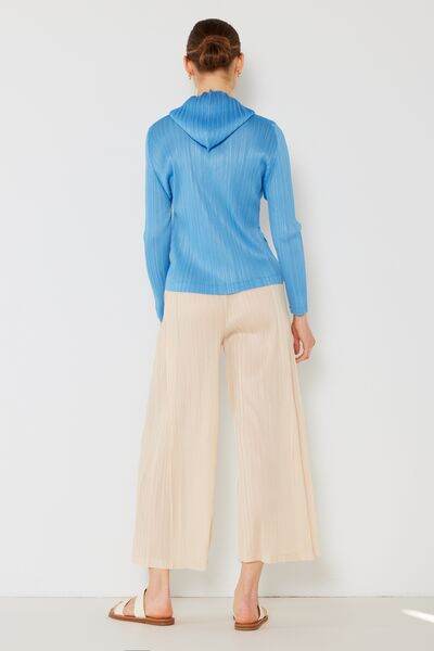 Marina West Swim Pleated Hood Jacket with 2 Way Zipper - DaTrendStore.Com