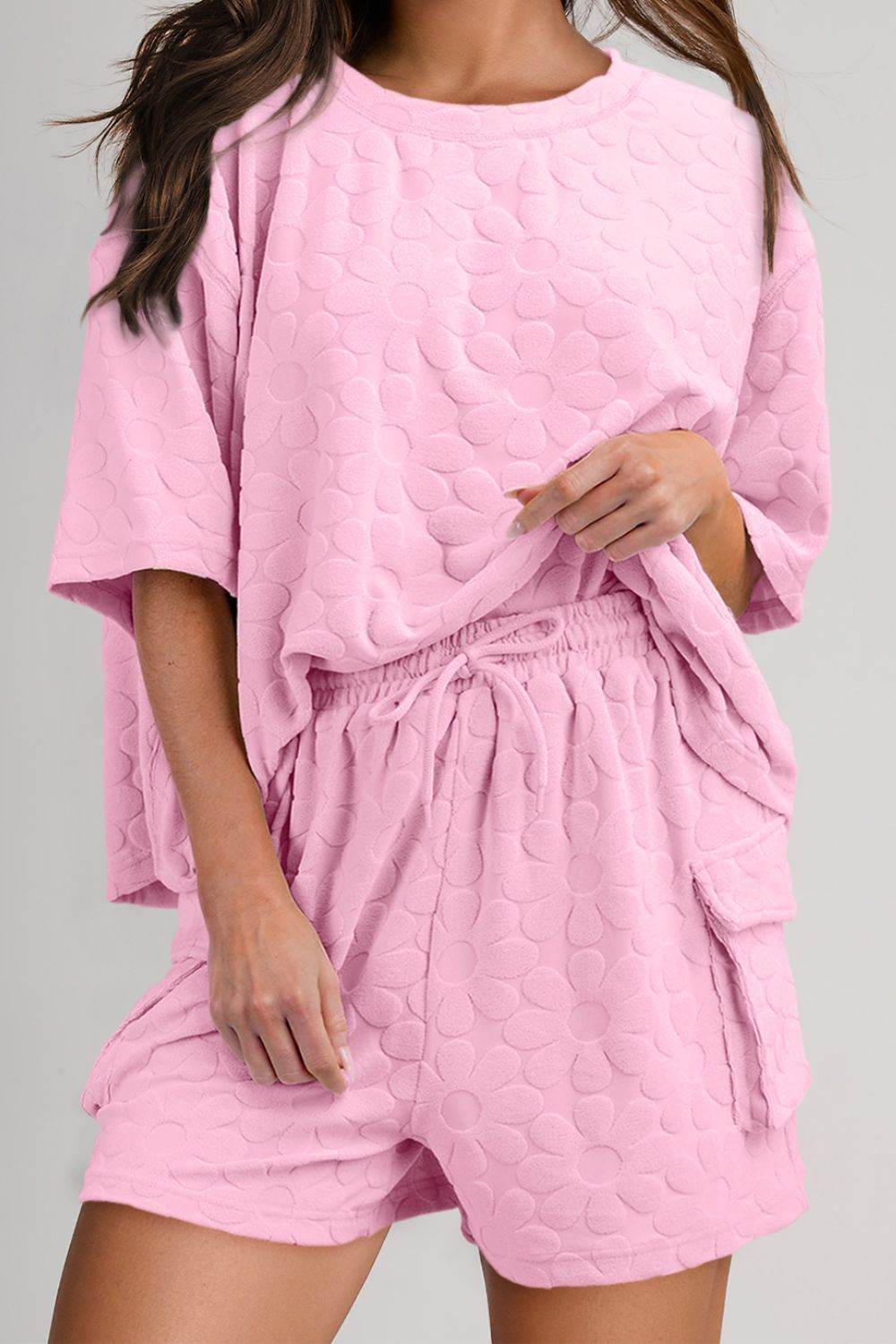 Round Neck Half Sleeve Top and Shorts Set - DaTrendStore.Com