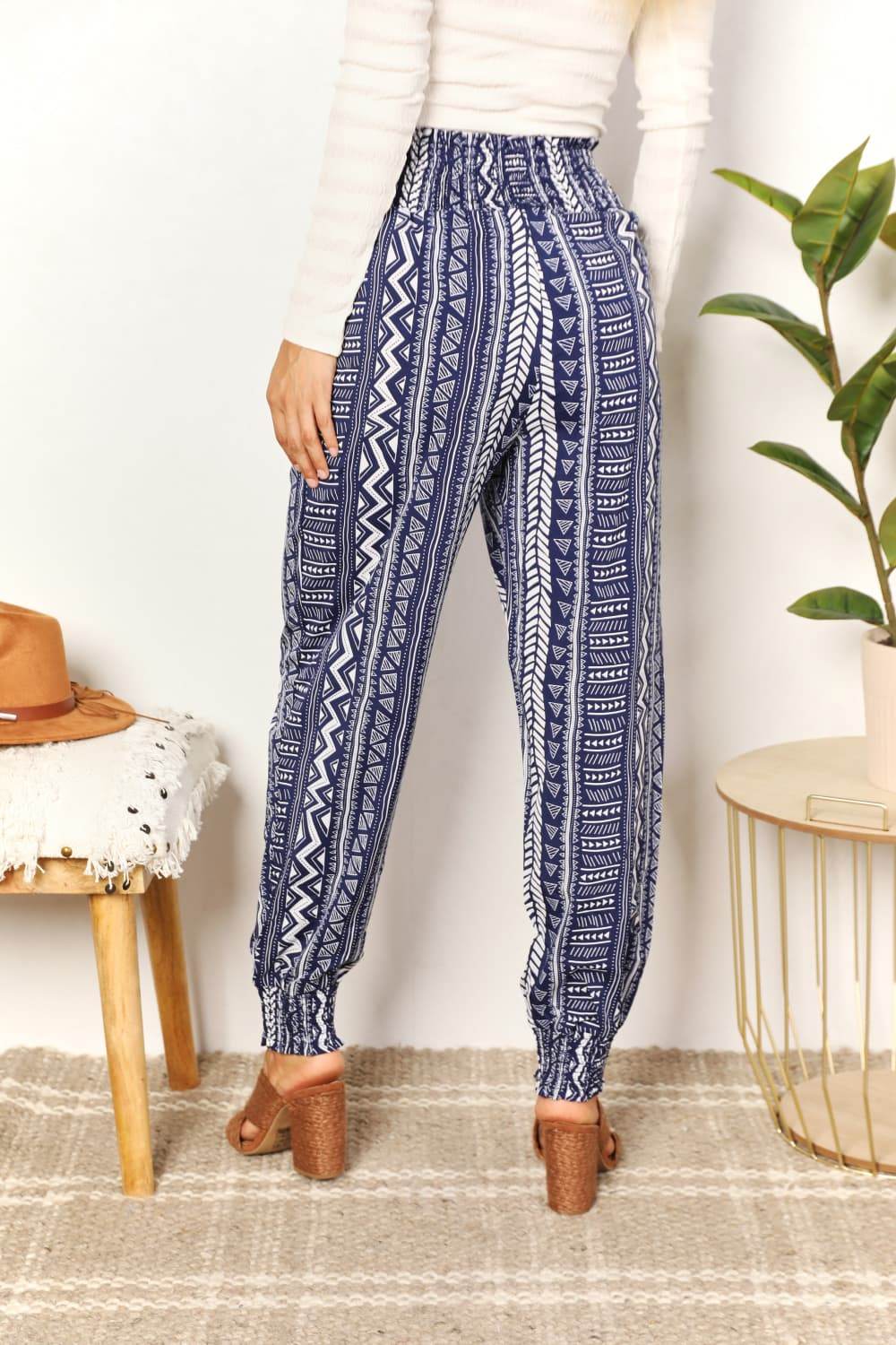 Perfee Geometric Print Tassel High-Rise Pants - DaTrendStore.Com