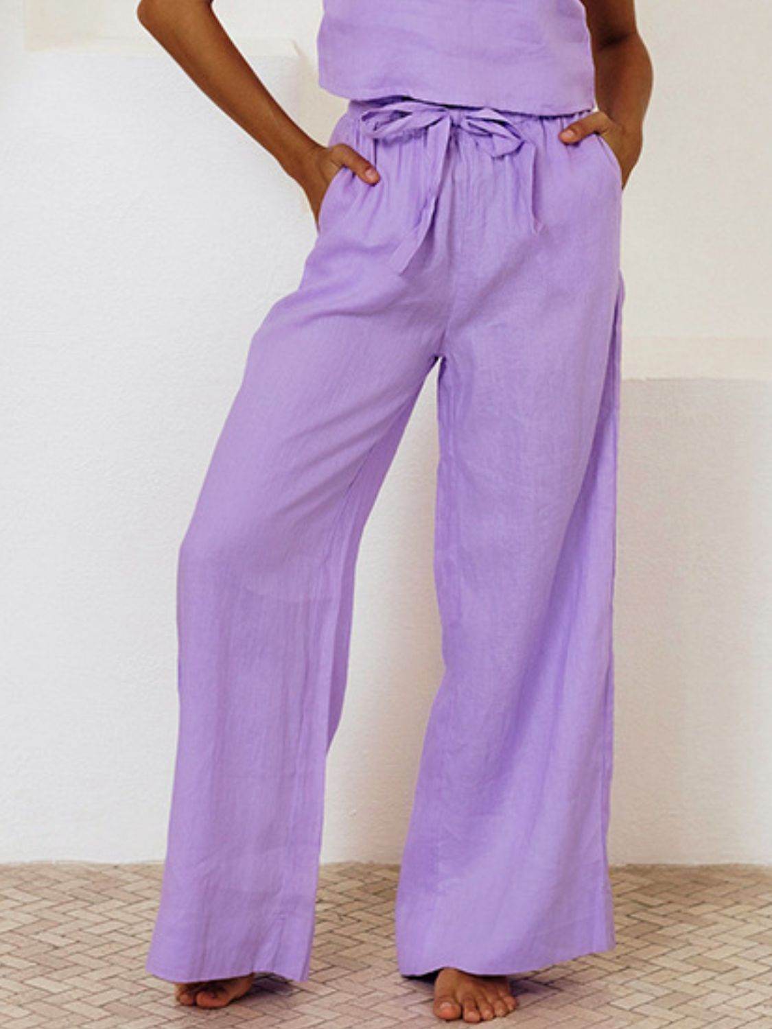 Square Neck Sleeveless Top and Pants Set - DaTrendStore.Com