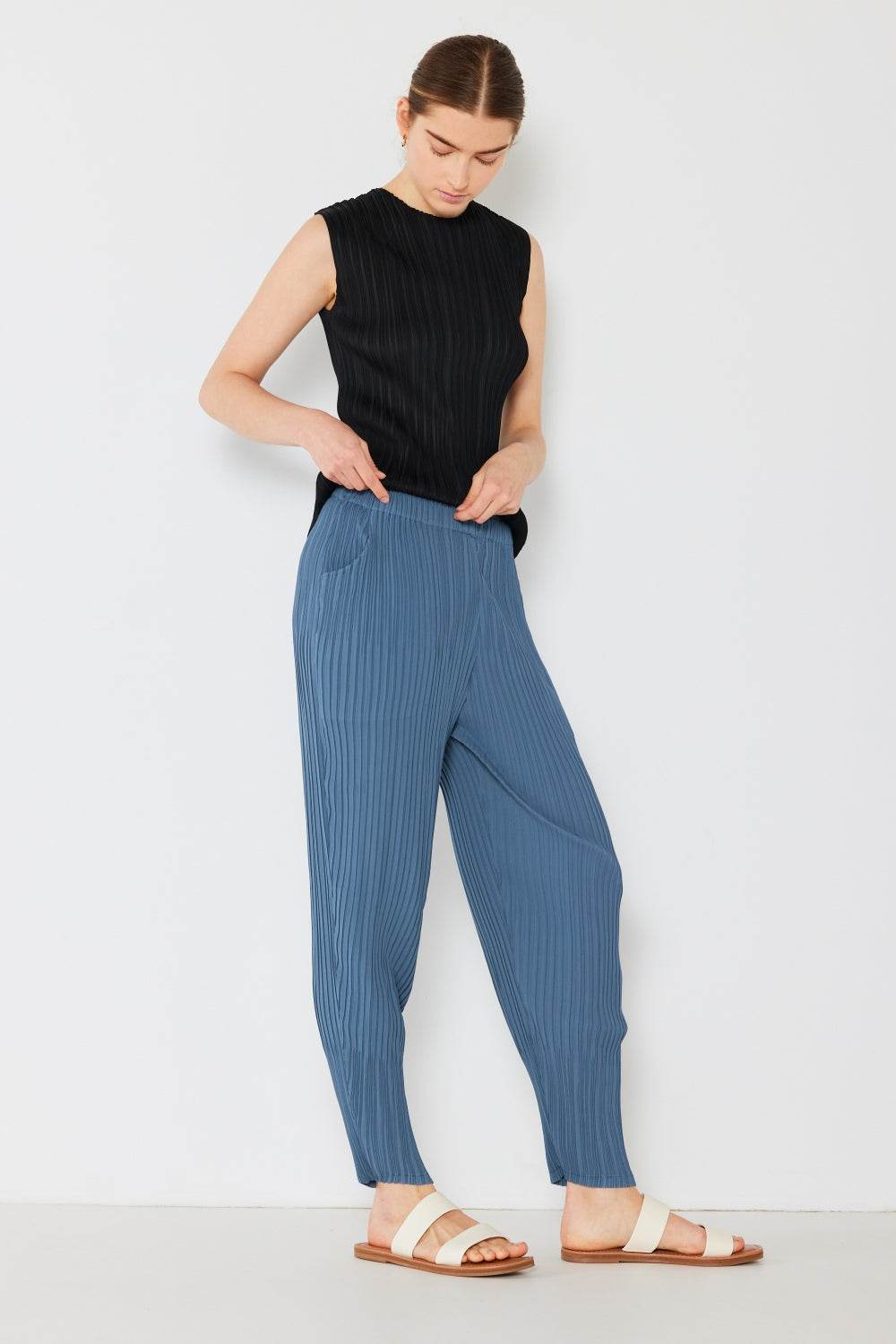 Marina West Swim Pleated Relaxed-Fit Slight Drop Crotch Jogger - DaTrendStore.Com