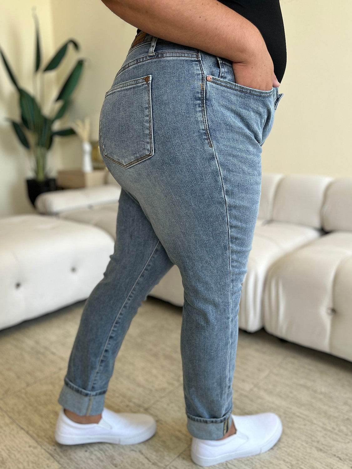 Judy Blue Full Size High Waist Cuff Hem Jeans - DaTrendStore.Com