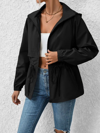 Ivy Lane Drawstring Zip Up Hooded Jacket