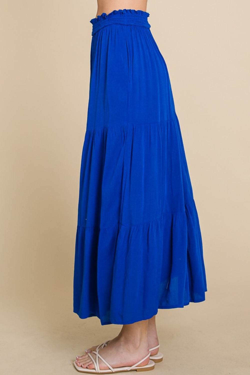 Culture Code Full Size Frill Ruched Midi Skirt - DaTrendStore.Com