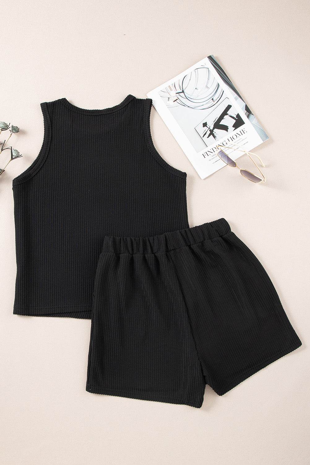 Round Neck Sleeveless Top and Shorts Set - DaTrendStore.Com