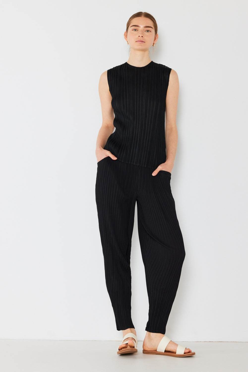 Marina West Swim Pleated Relaxed-Fit Slight Drop Crotch Jogger - DaTrendStore.Com