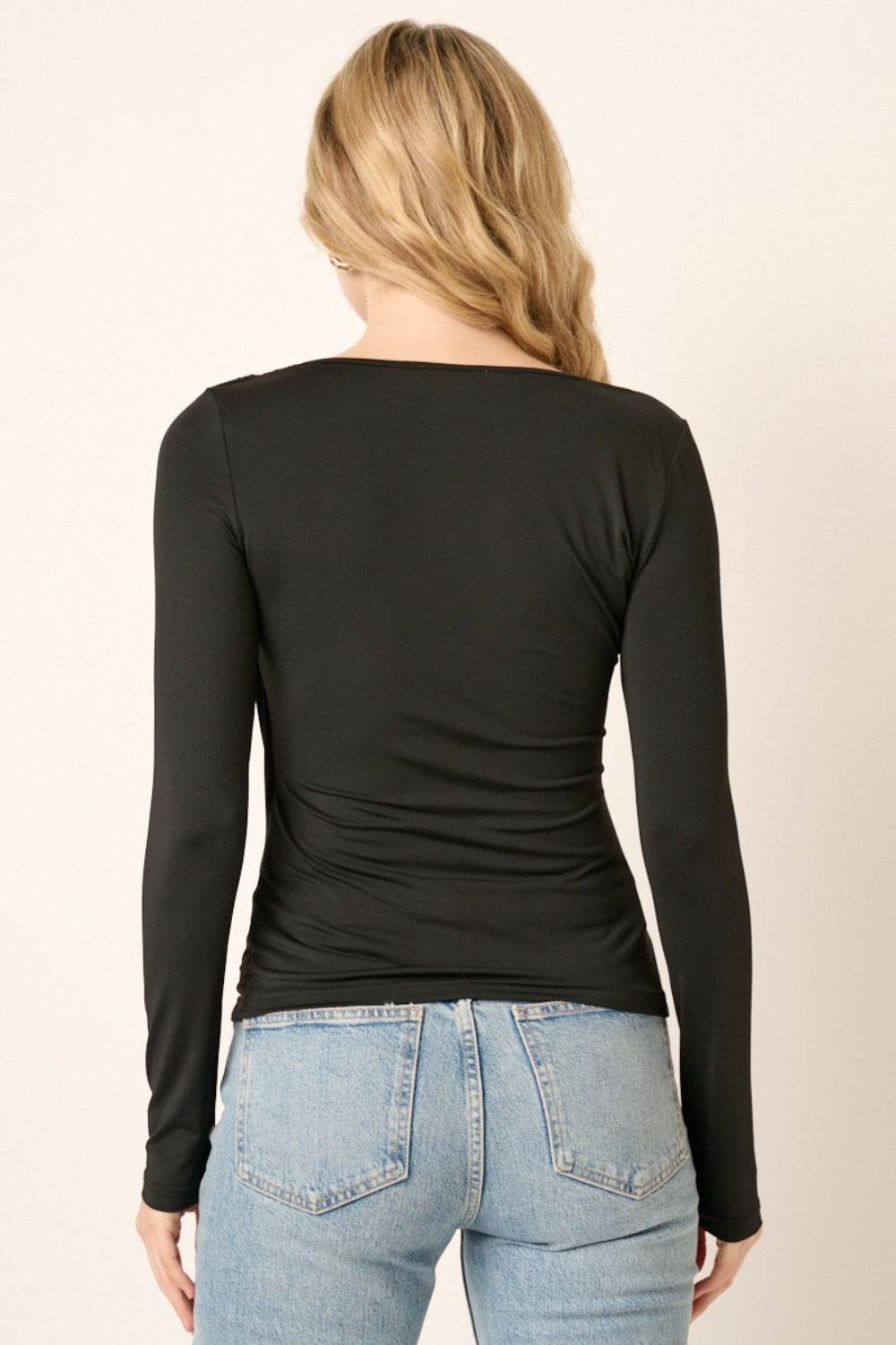 Mittoshop Ruched Long Sleeve Slim Top - DaTrendStore.Com