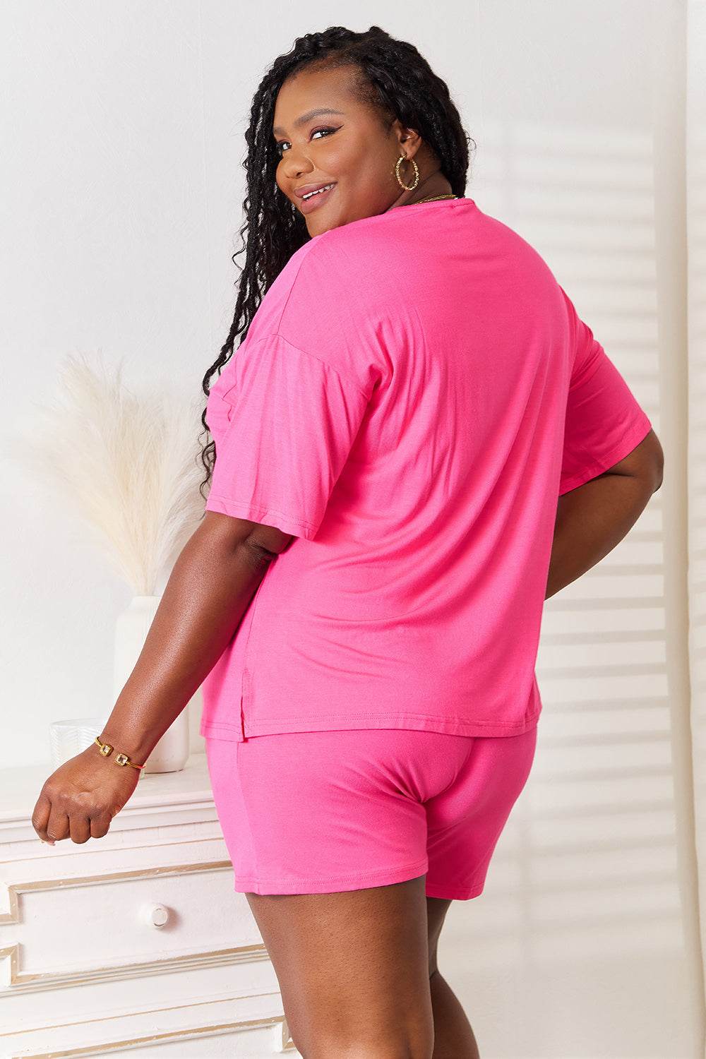Basic Bae Full Size Soft Rayon Half Sleeve Top and Shorts Set - DaTrendStore.Com