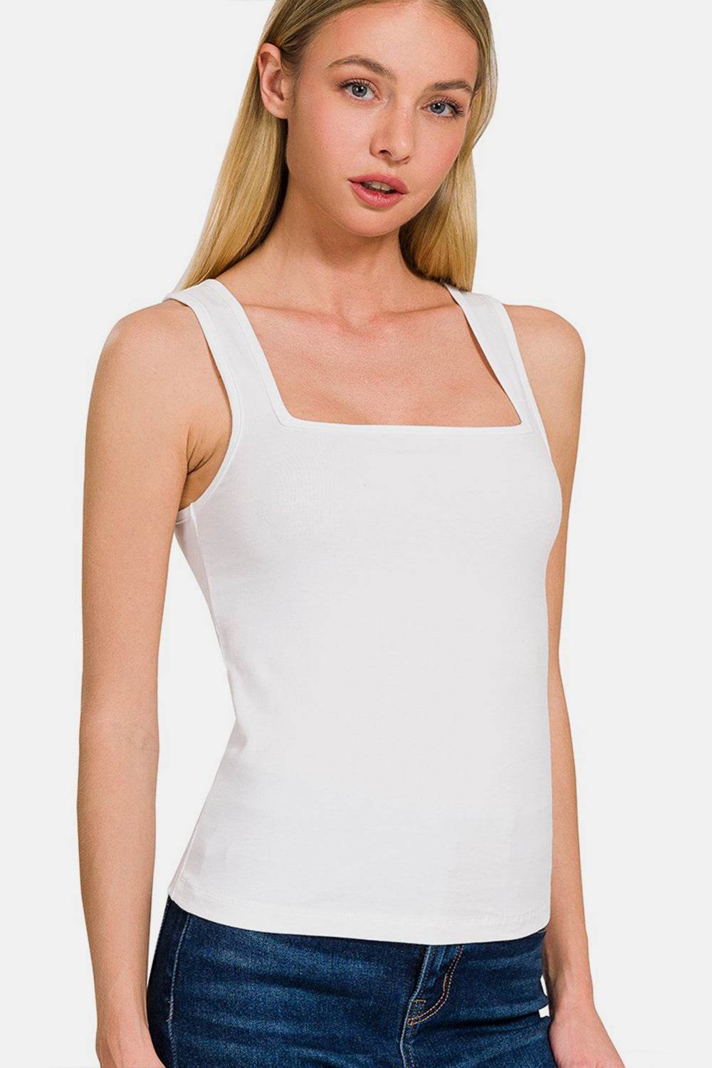 Zenana Square Neck Cropped Tank - DaTrendStore.Com