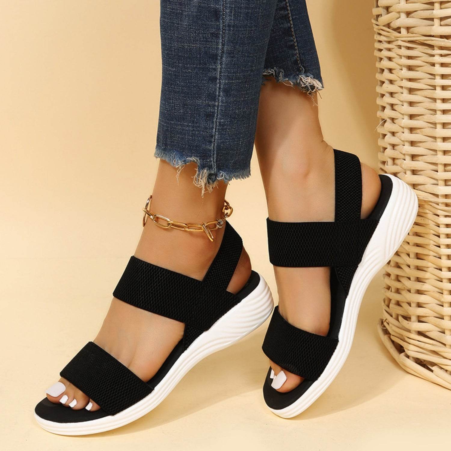 Rubber Open Toe Low Heel Sandals - DaTrendStore.Com