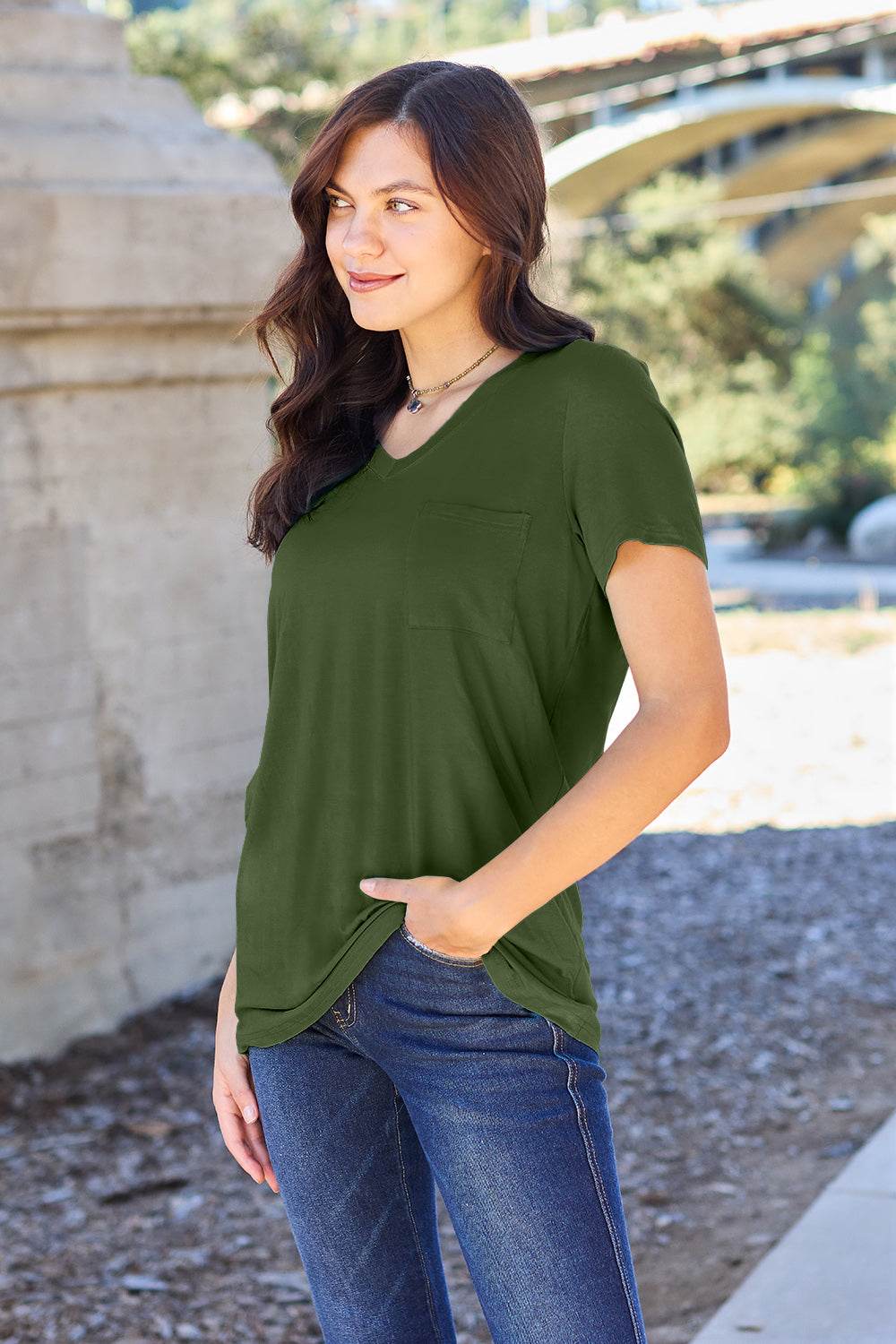 Basic Bae Full Size V-Neck Short Sleeve T-Shirt - DaTrendStore.Com