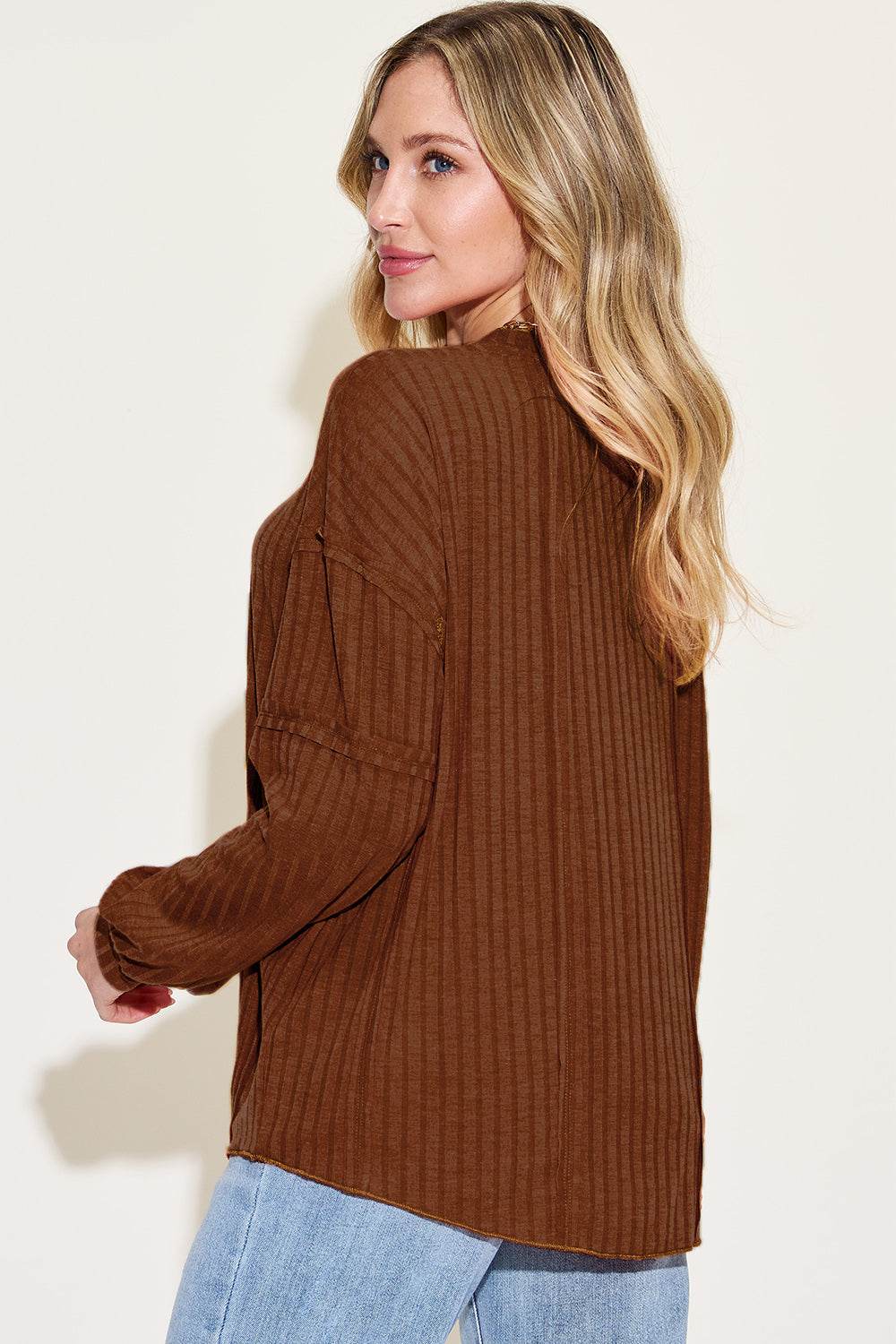 Basic Bae Full Size Ribbed Round Neck Long Sleeve T-Shirt - DaTrendStore.Com