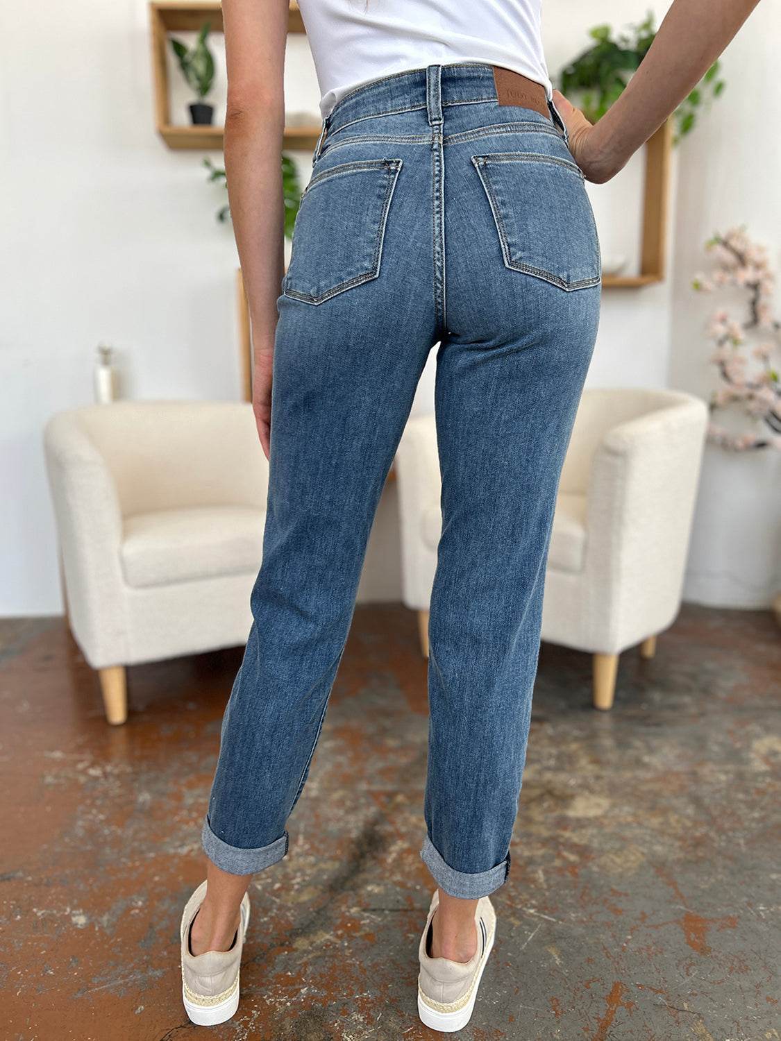Judy Blue Full Size Cuffed Hem Slim Jeans - DaTrendStore.Com