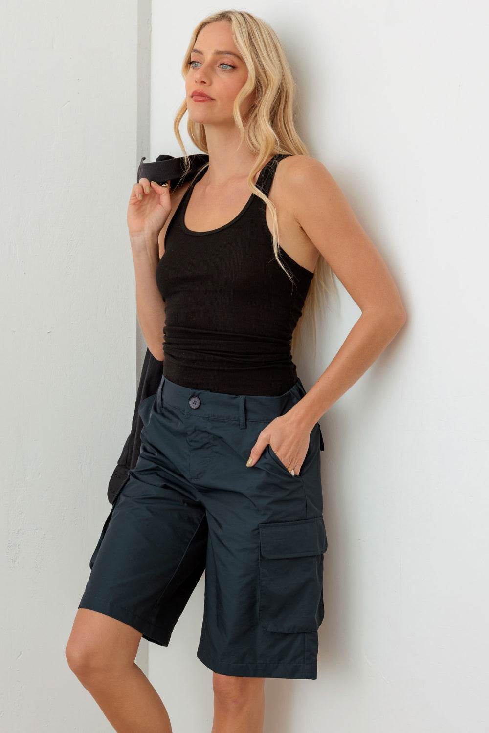 Le Lis Navy Cargo Bermuda Shorts - DaTrendStore.Com