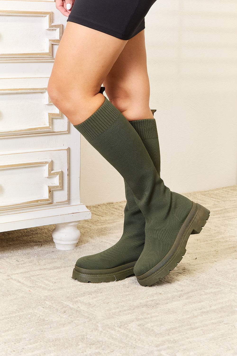 WILD DIVA Footwear Knee High Platform Sock Boots - DaTrendStore.Com
