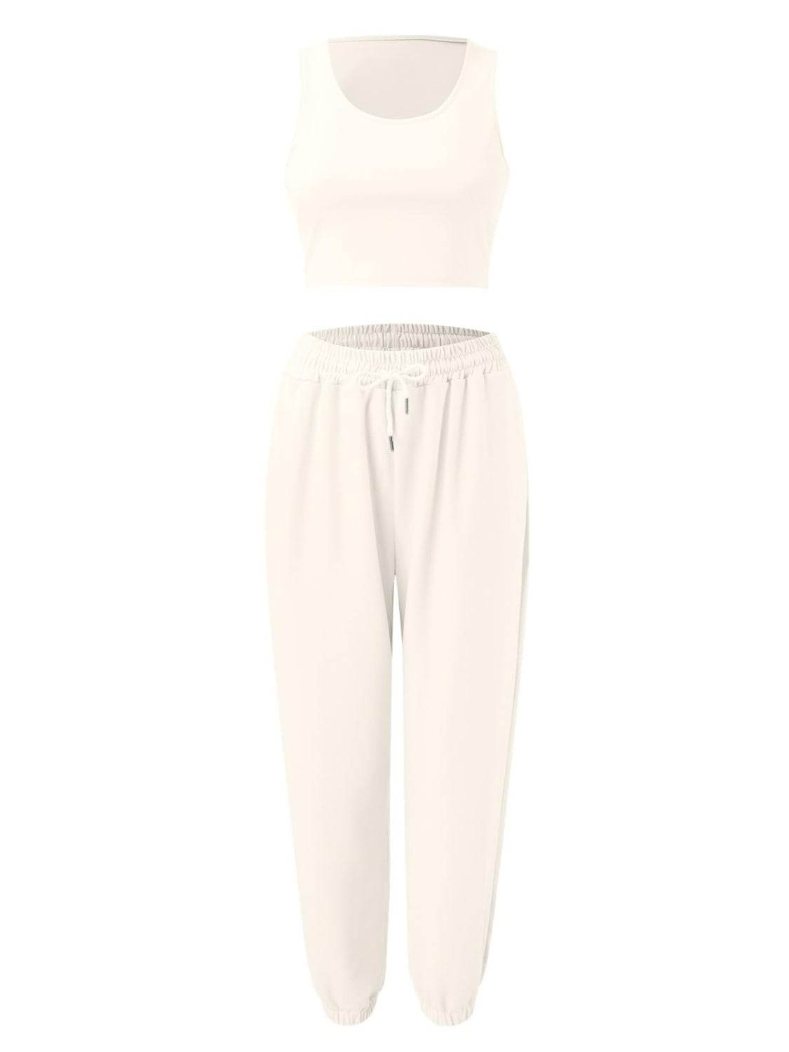 Wide Strap Top and Drawstring Joggers Set - DaTrendStore.Com