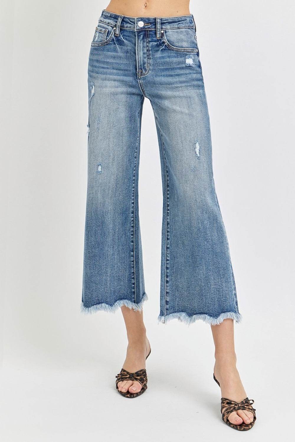 Risen High Rise Cropped Flare Jeans - DaTrendStore.Com
