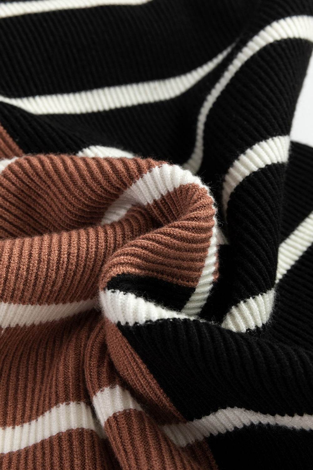 Striped Quarter Zip Cap Sleeve Sweater Dress - DaTrendStore.Com
