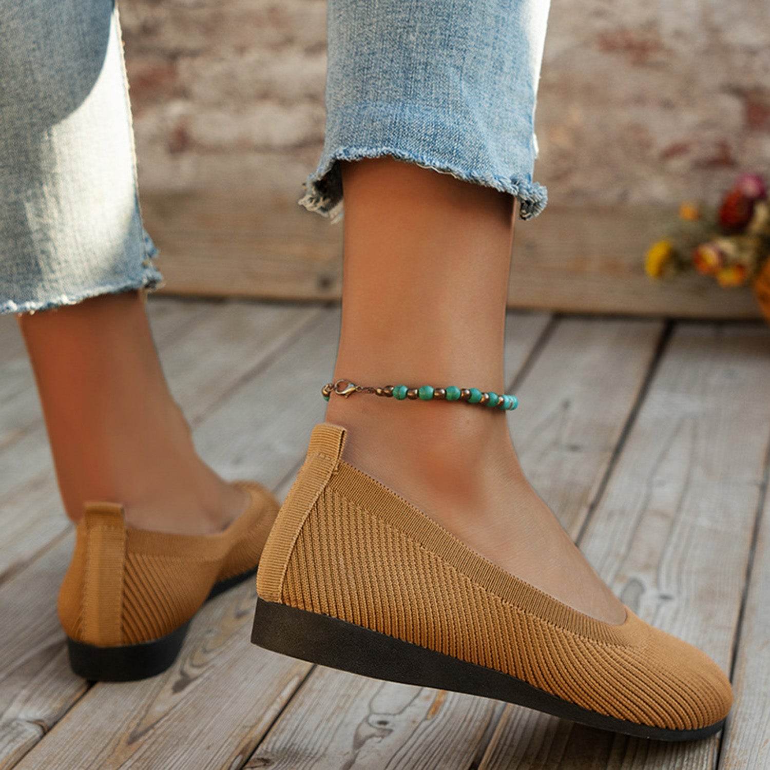 Round Toe Knit Ballet Flats - DaTrendStore.Com