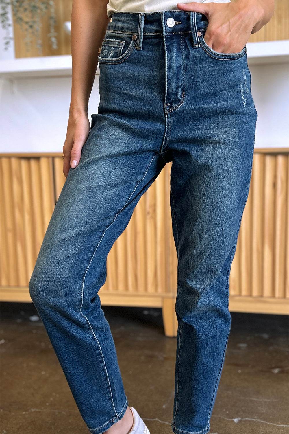 Judy Blue Full Size Tummy Control High Waist Slim Jeans - DaTrendStore.Com