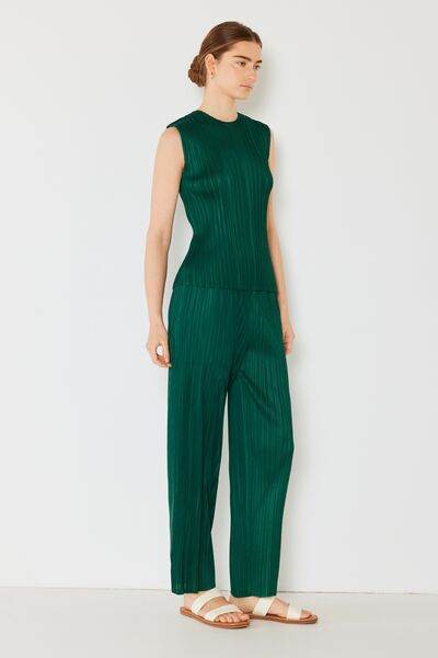 Marina West Swim Pleated Sleeveless Crewneck Tank - DaTrendStore.Com