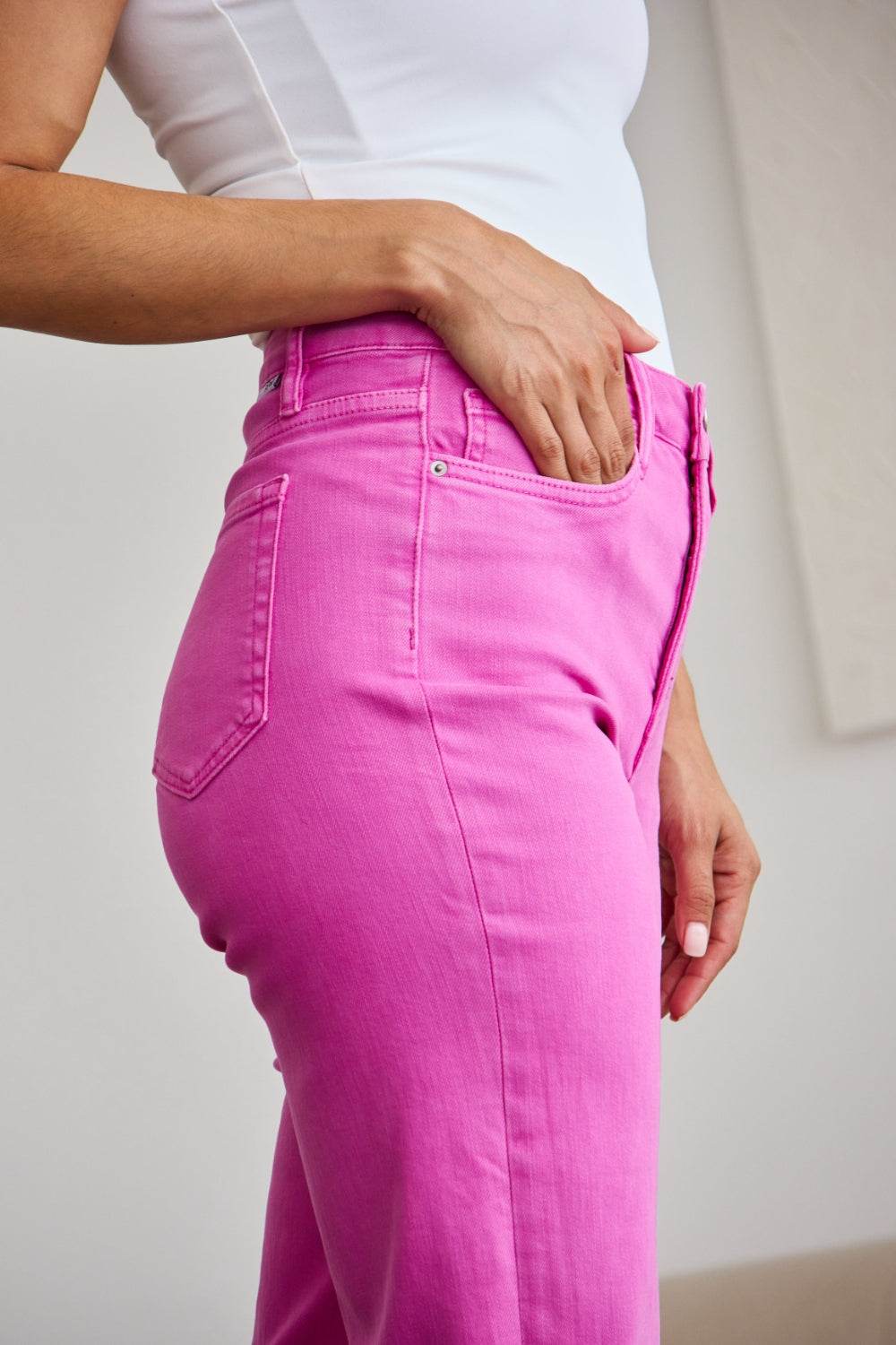 RFM Crop Chloe Full Size Tummy Control High Waist Raw Hem Jeans - DaTrendStore.Com