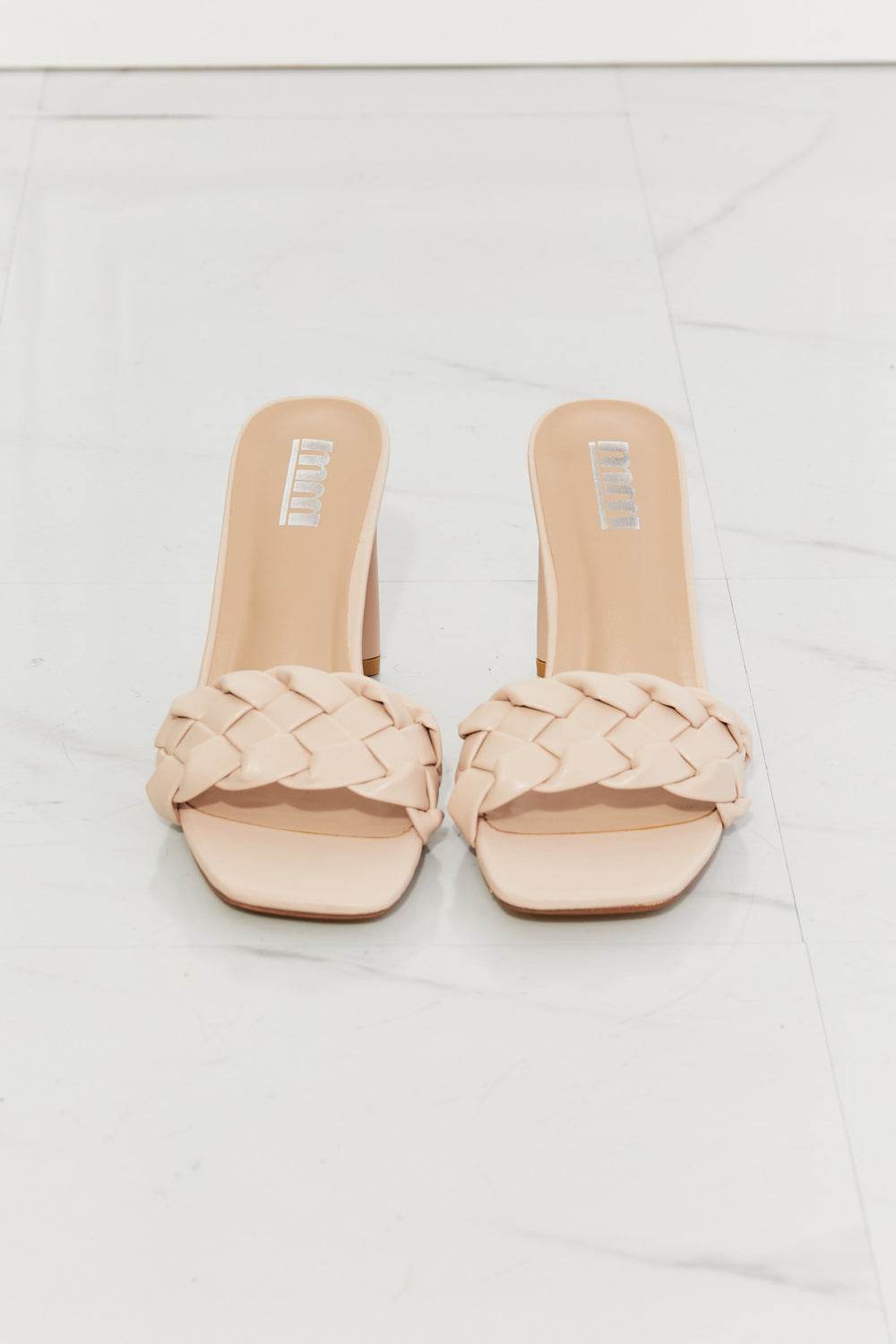 MMShoes Top of the World Braided Block Heel Sandals in Beige - DaTrendStore.Com
